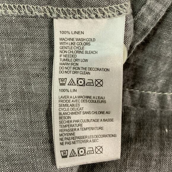 Tommy Bahama XXL Mens Shirt Gray Linen Light Textured Breathable Resort - Picture 8 of 9